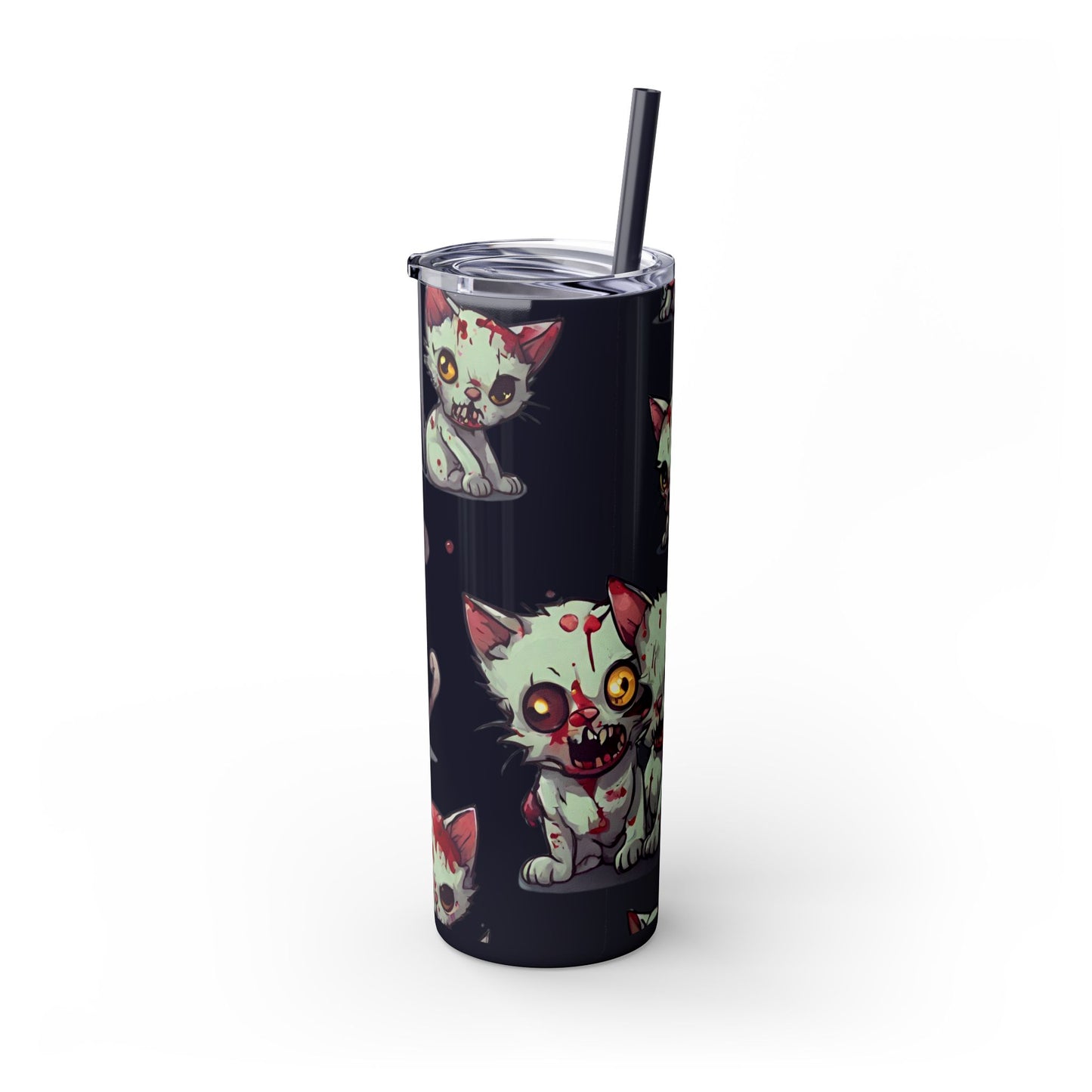 Zombie Kitties Skinny Tumbler | Mutated Kitten Zombies Insulated Cup | Furry Mutant Cats Office College School Hiking Road Drink Traveler