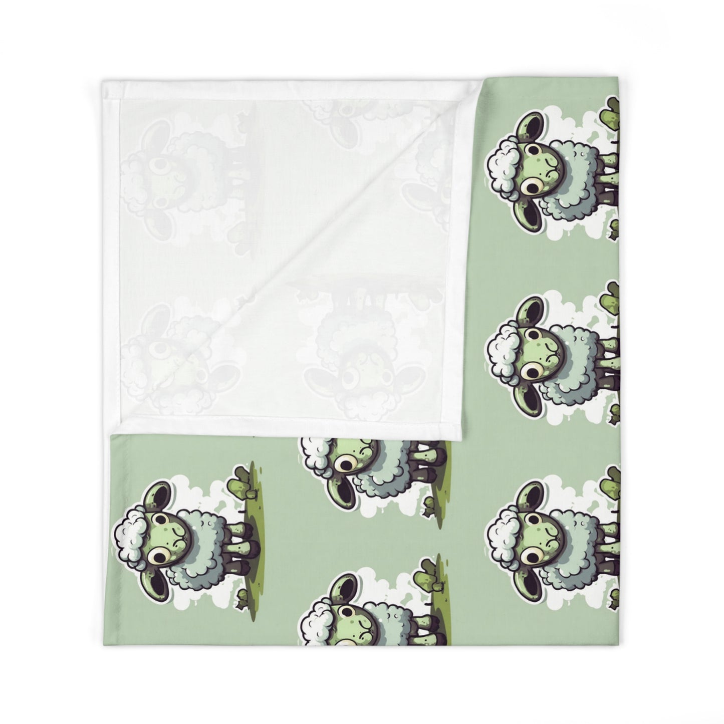 Animal Baby Swaddler, Woolly Lamb Changing Blanket, Cute Baby Shower Gift, Boys Green Prairie Filed Cartoon Style Infant Swaddle Cover