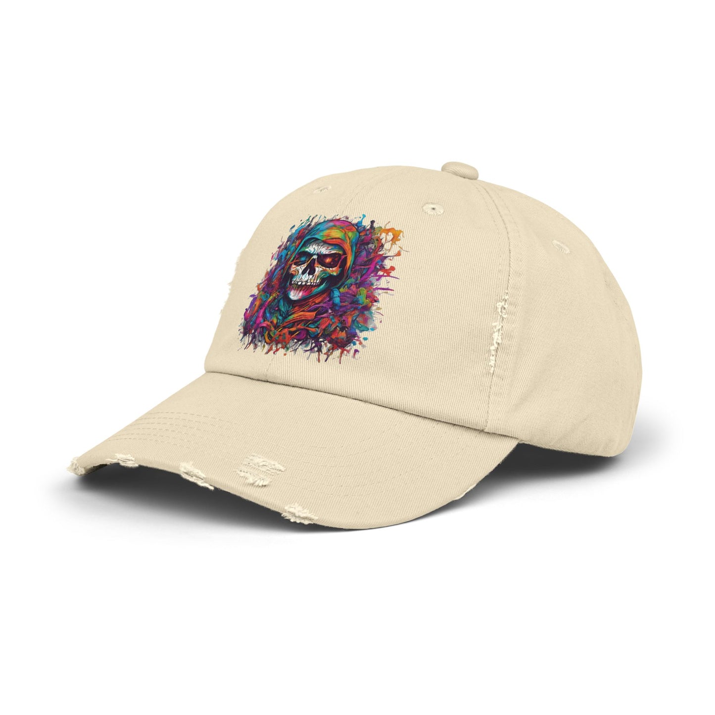 Abstract Art Unisex Cap | Masters of the Universe Inspired Hat | Rainbow Psychedelic Skull Spring Fishing Cap | Evil Scareglow Skeletor Gift