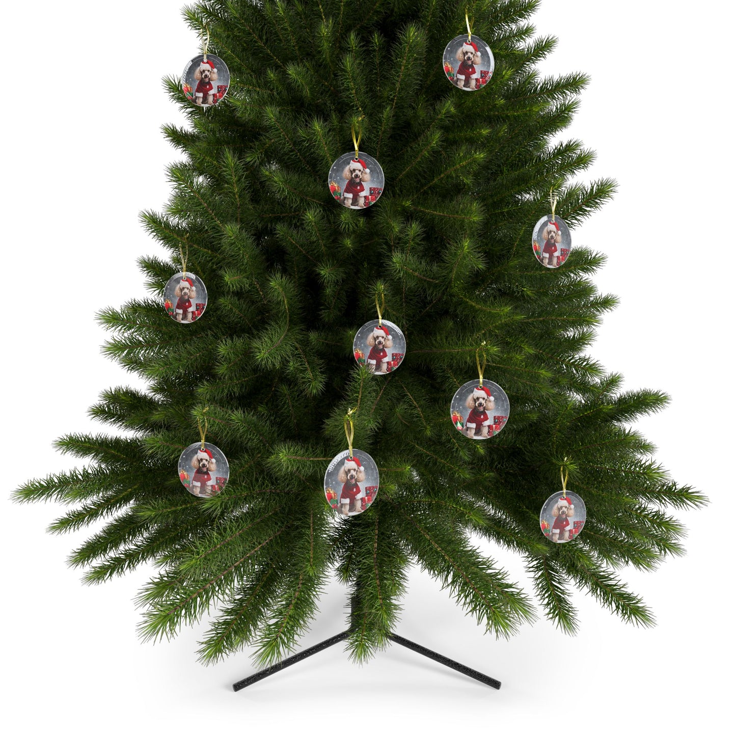 Poodle Christmas Ornament, Holiday Tree Decoration, Adorable Dog Ornament, Dog Lovers Gift, Round Glass Keepsake, Pet Xmas Collectible