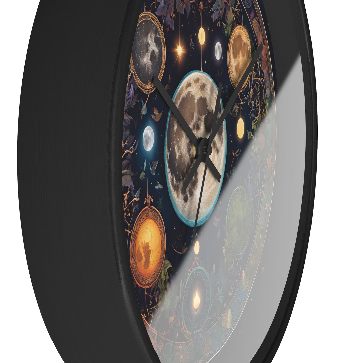 Moon, Sun and Earth Phases Wall Clock, Lunar Cycle Astronomy Home Decor, Solar System Wall Hanging, Celestial Office Art Gift