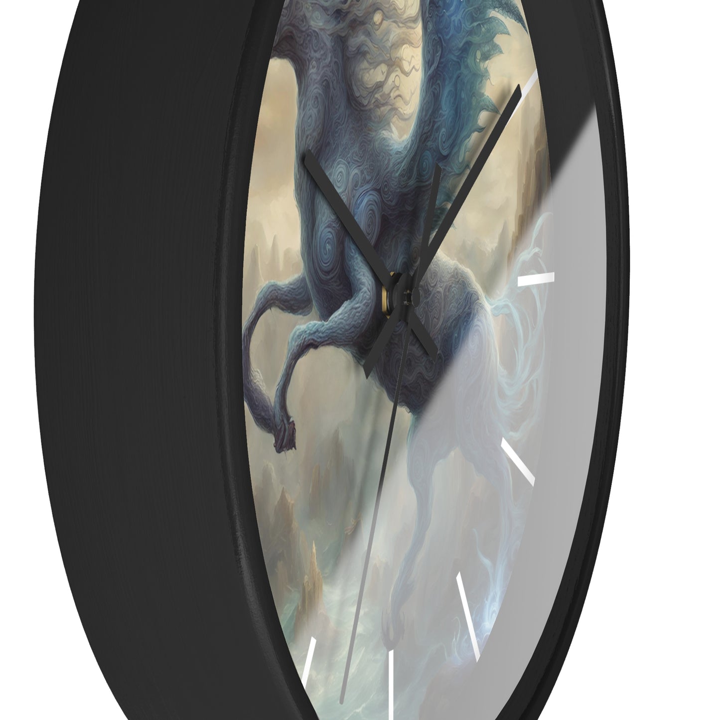 Majestic Myths Art Clock | Electrified Pegasus Horse Wall Hanging | Mystical Winged Blue Lightning Fantasy Home Office Decor Gift