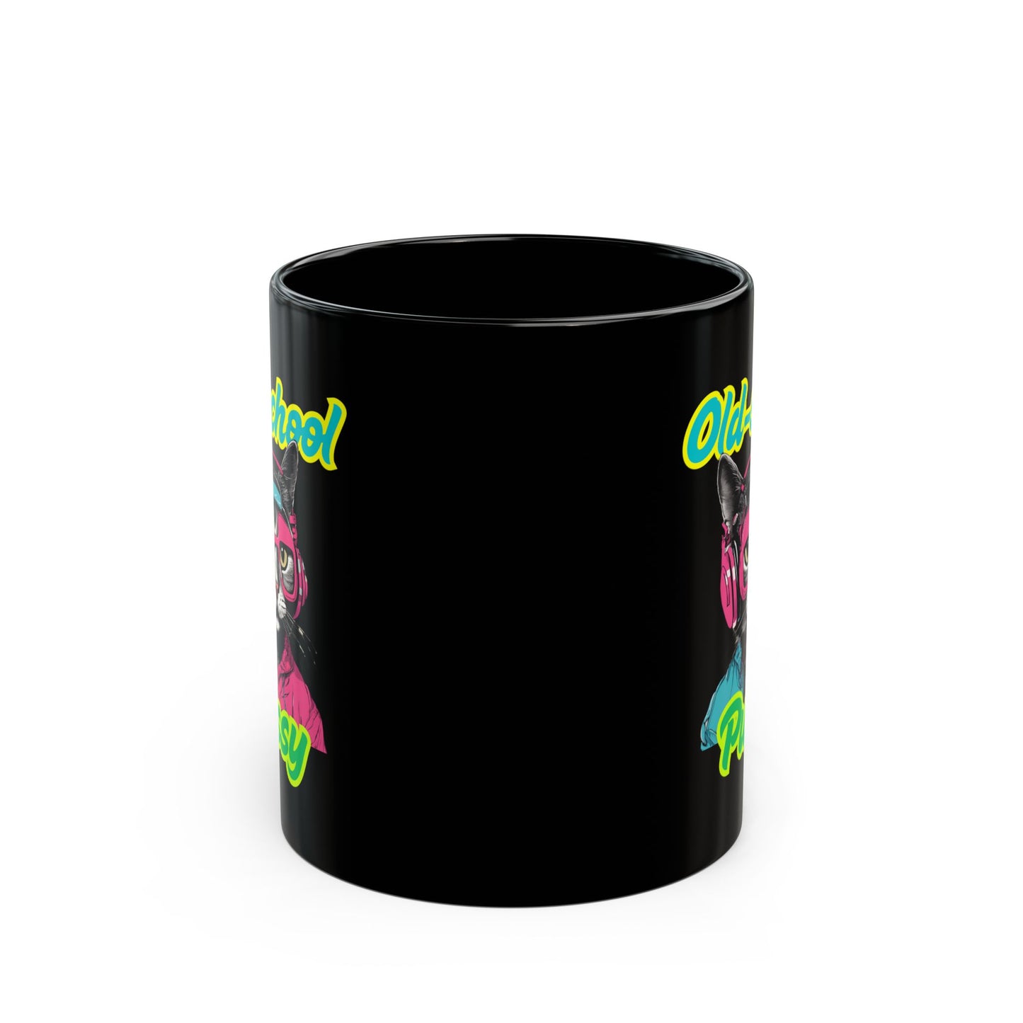 Old School Pussy Retro 80's Music Headphone Cat, Musical Lover Gift, Vintage Cat Mug, Funny Cat Mug, Retro Cat Coffee Cup, 80's Cat Tea