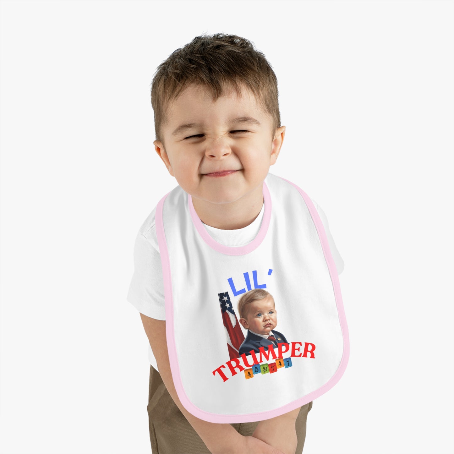 Baby Bib, Lil Trumper Trump Supporter Cotton Bib, Baby Gift, Gender Neutral Baby Shower, Newborn Gift, Infant Feeding, Baby Accessories