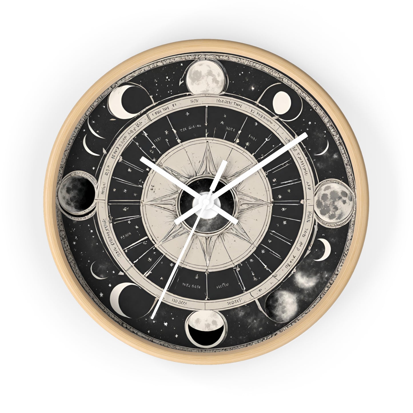 Moon Phases Wall Art Clock | Lunar Cycle Astronomy Wall Hanging | Home Office Solar System Wall Decor Gift