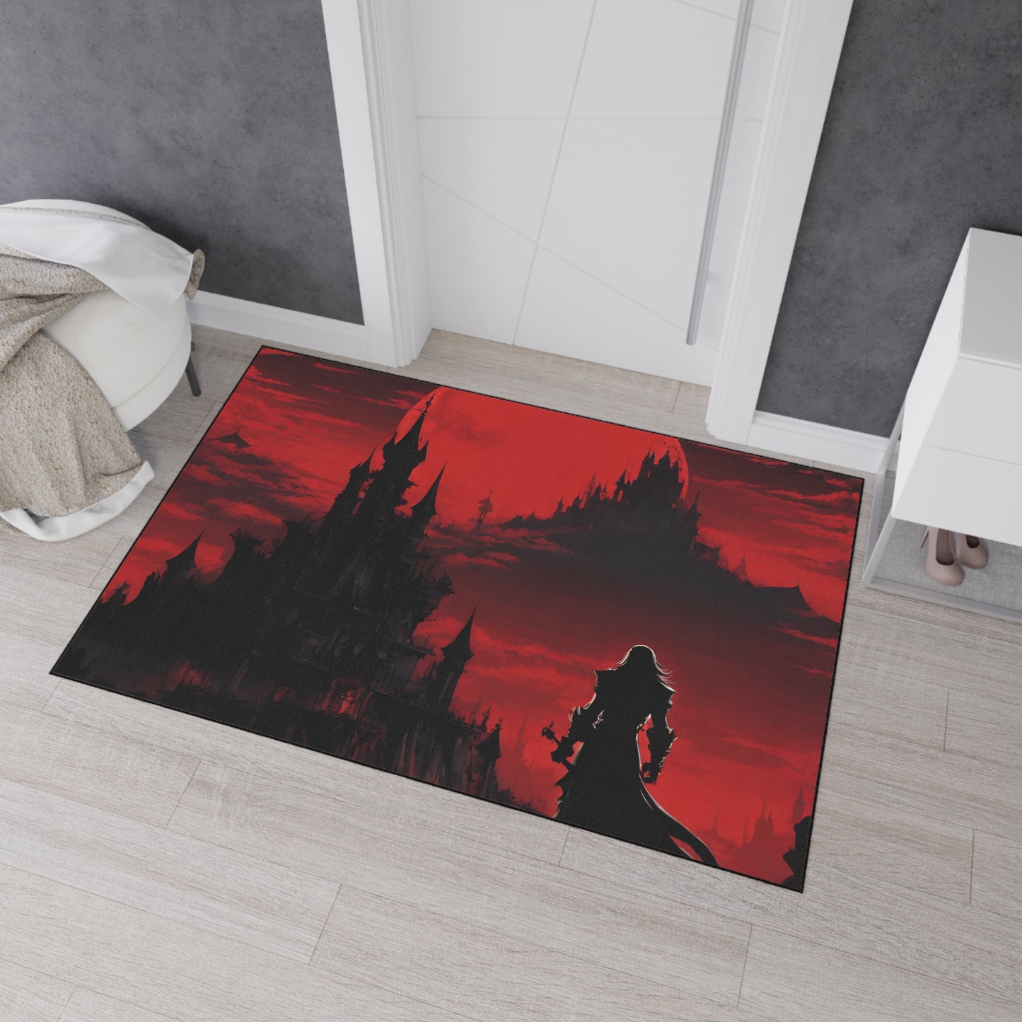 Castlevania Belmont Video Game Inspired Floor Mat | Death and Terror Await in the Dark of Night Bathroom Decor | Dracula Door Entry Gift