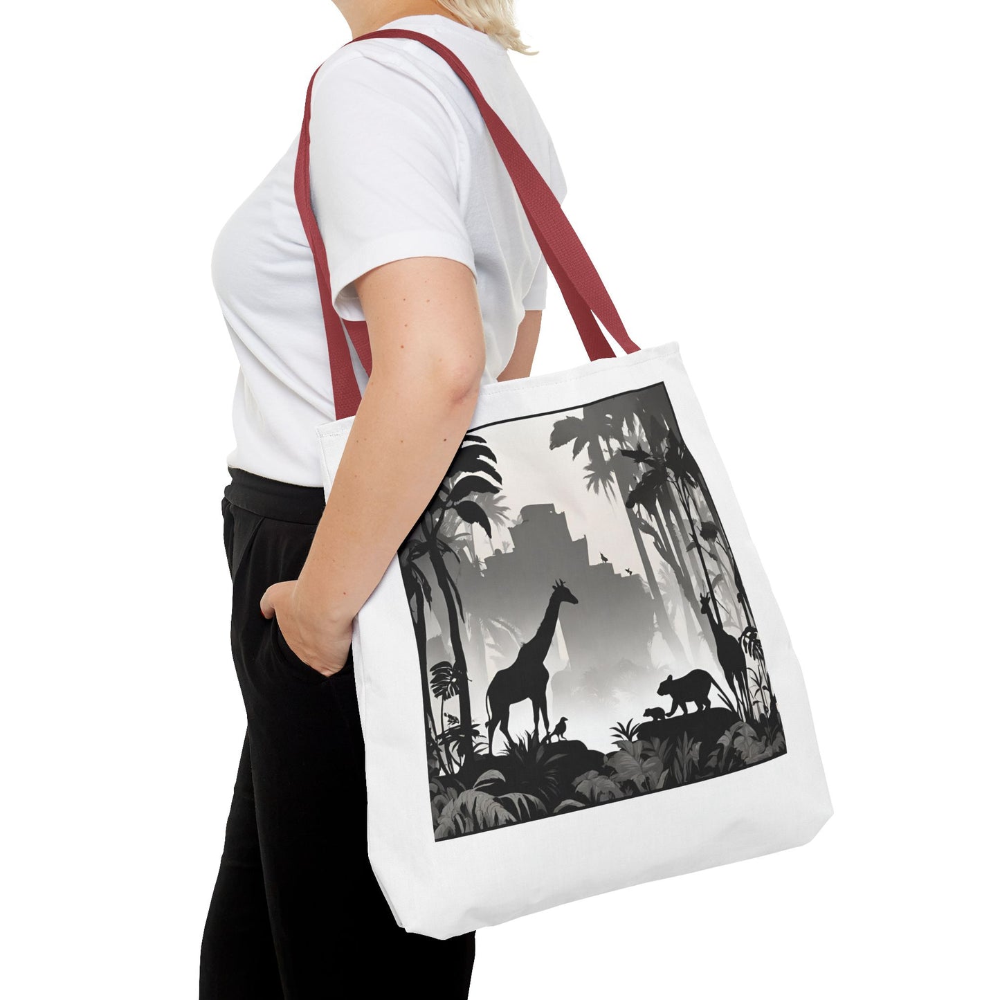 Giraffe Tote Bag | Savannah Forest Grocery Bag | Shadow Giraffes Nature Scene Travel Tote | Daily Office Traveler Tote Bag