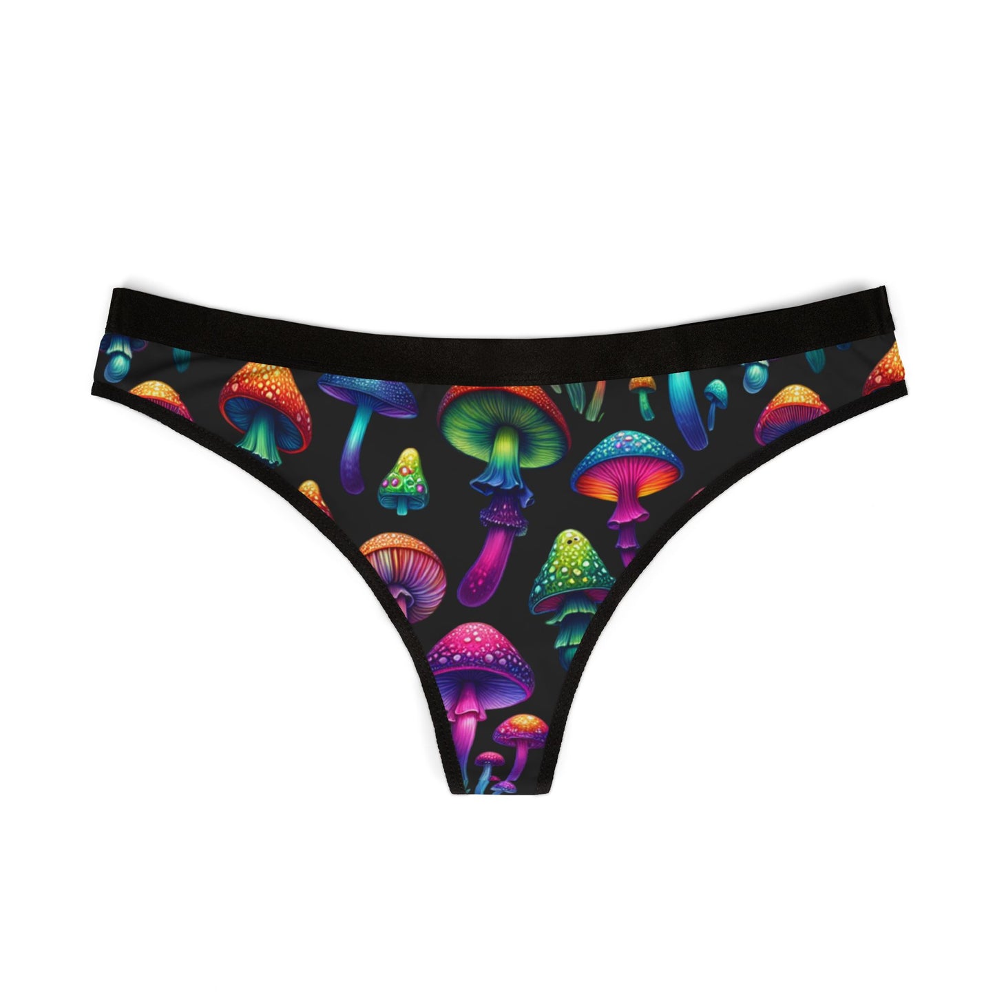 Wild Trippy Mushrooms Women's Thong, Psychedelic Underwear, Colorful Lingerie, Fun Intimates, Unique Panties