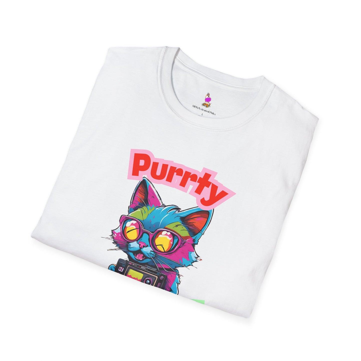 Retro Cat Tshirt, 80s Graphic Tee, Vintage Kitty Shirt, Funny Cat Lover Gift, Purrty 1985 Softstyle Unisex Top