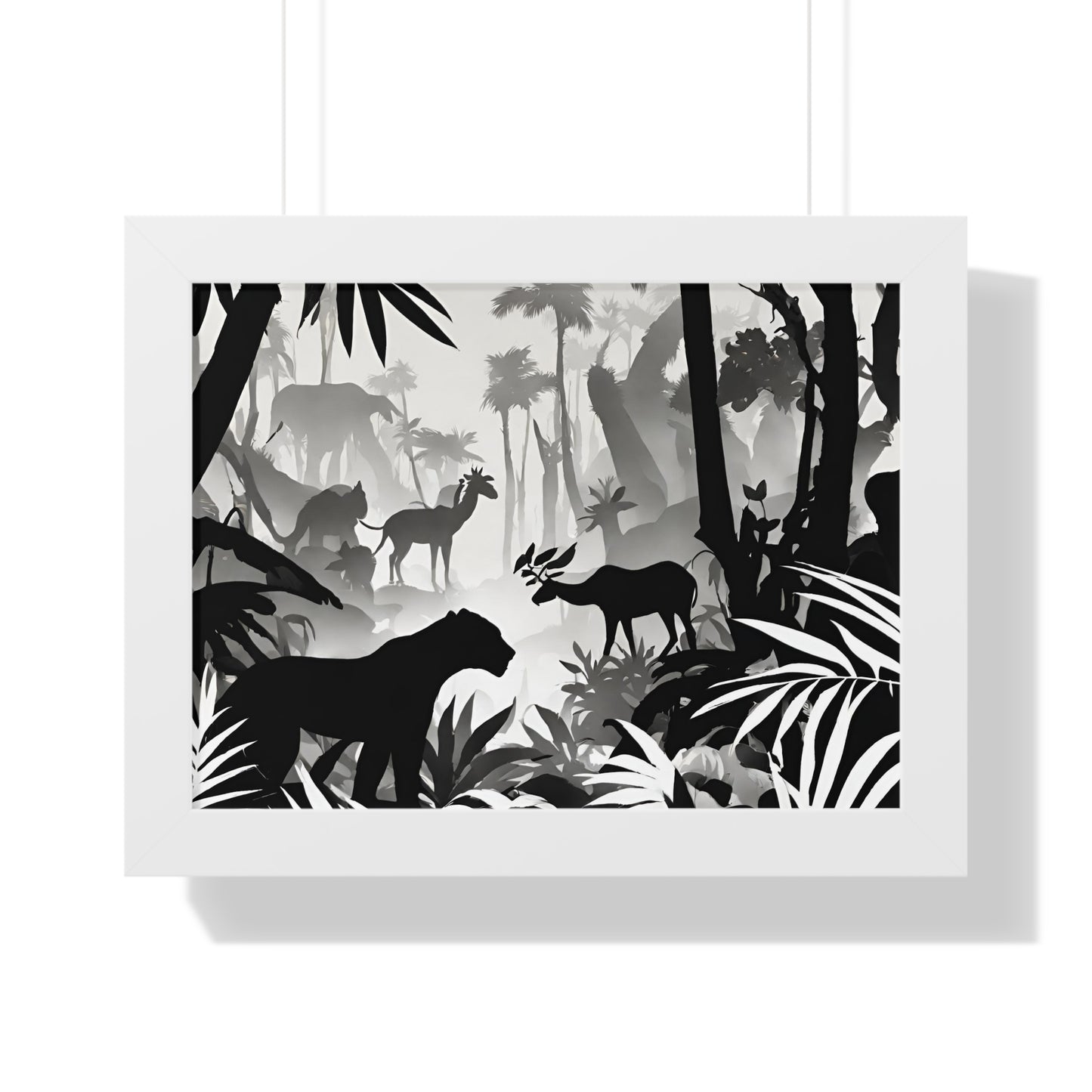 Animal Kingdom Print, Jungle Wall Decor, Wild Animal Scene, Shadow Wall Hanging, Nature Picture, Living Room Poster, Office Scenery