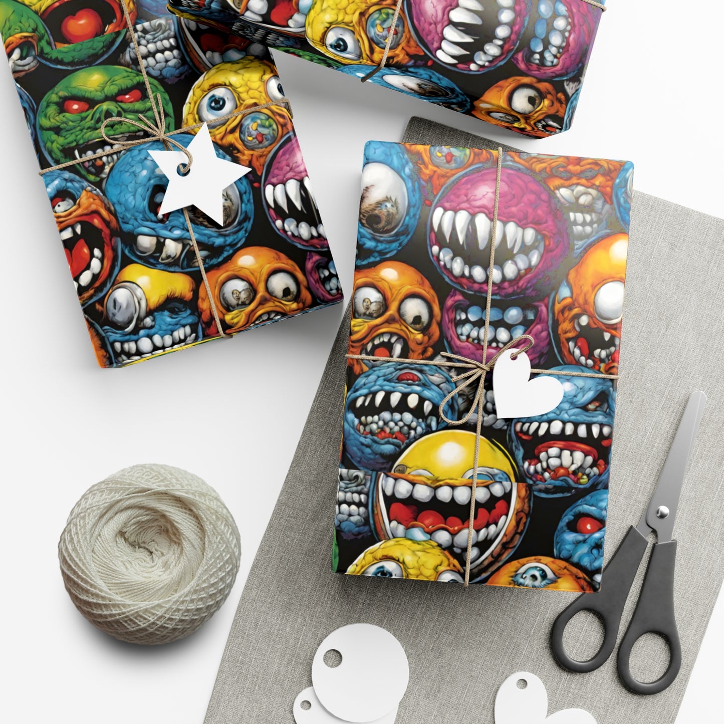 Retro Birthday Wrap | Vintage 80s Toys Madballs Inspired Gift Paper | Saturday Morning Cartoon 1980s Lover Party Wrapping | Special Occasion