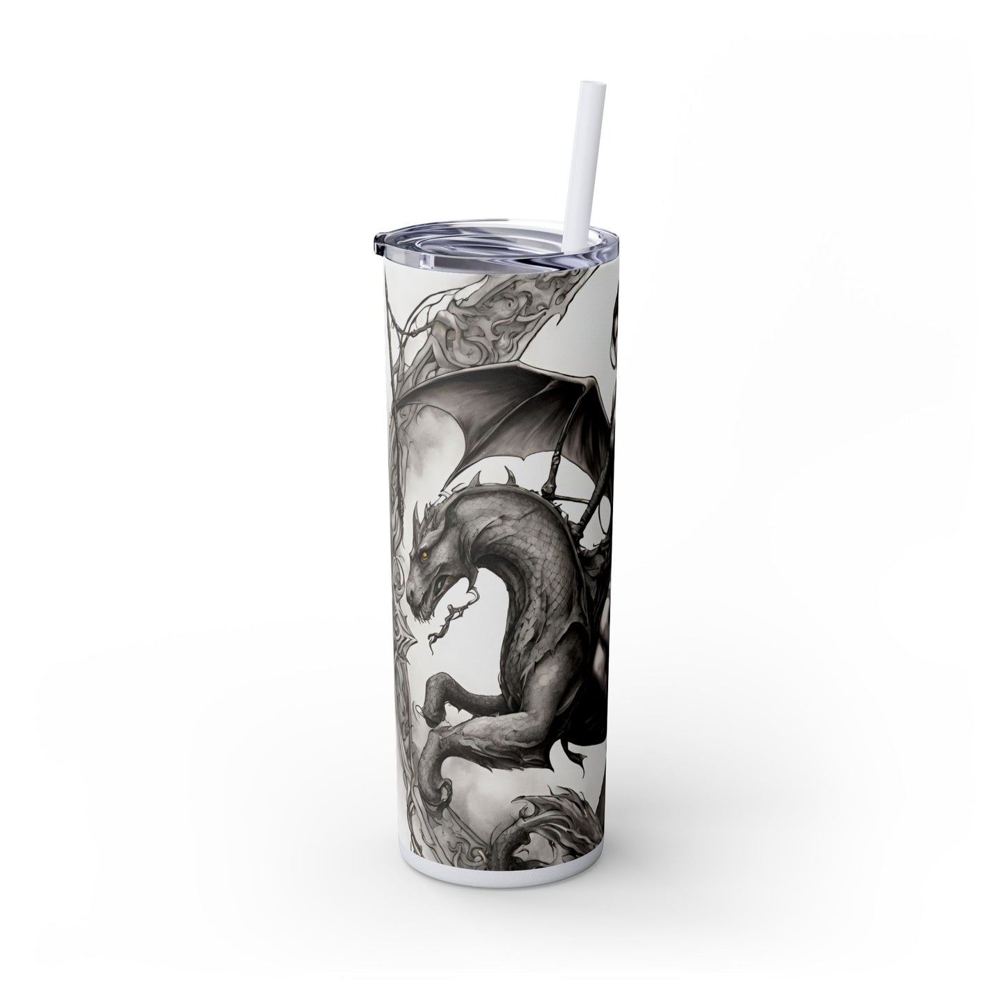 Gothic Medieval Flying Dragon Tumbler, Mutating Lizard Woman Beast Drinking Traveler, Dark Fantasy Liquid Cup