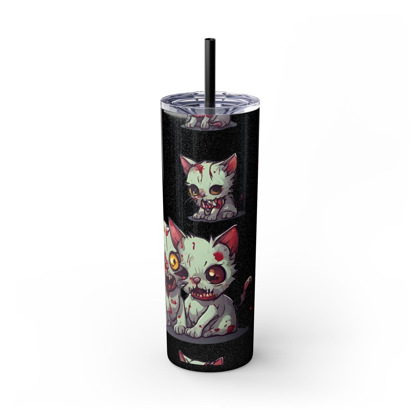 Zombie Kitties Skinny Tumbler | Mutated Kitten Zombies Insulated Cup | Furry Mutant Cats Office College School Hiking Road Drink Traveler