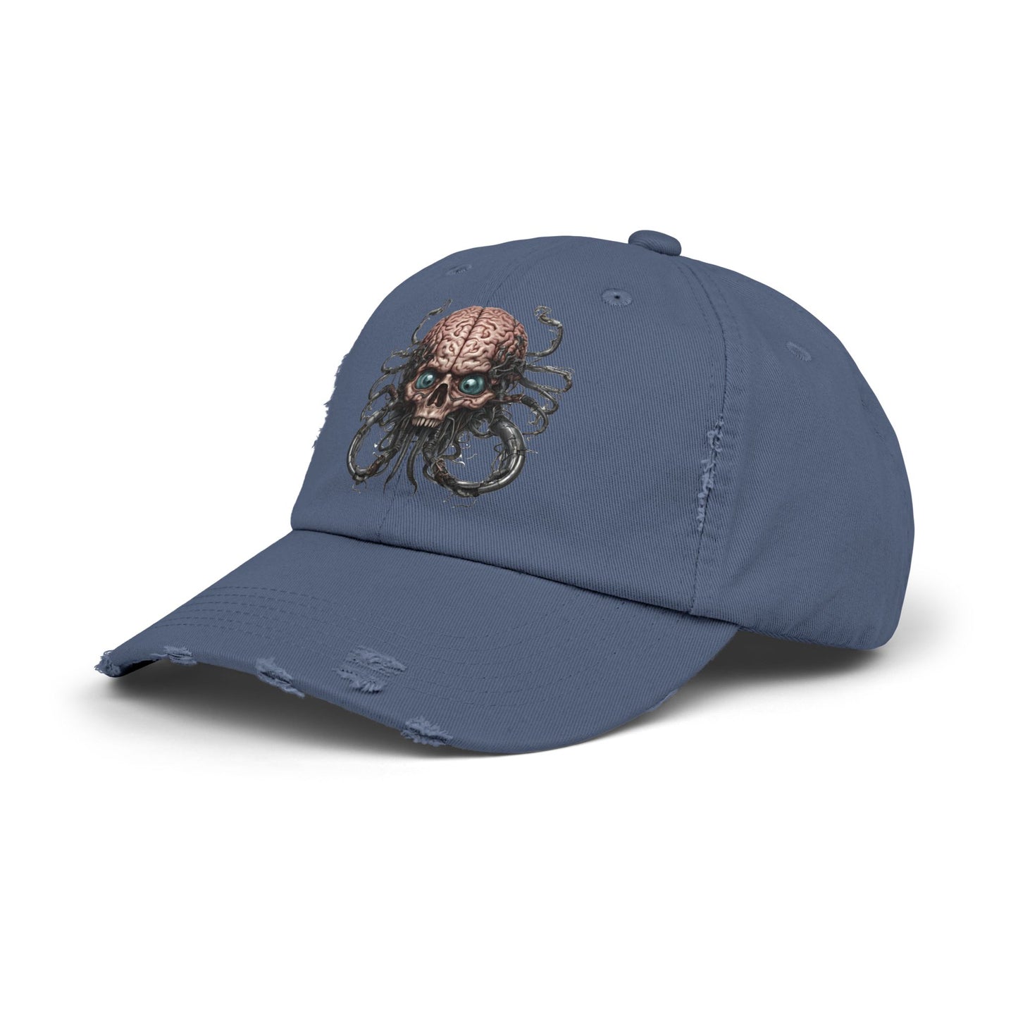 Alien Brain Robot Skull Hat, Contra Video Game Inspired Ball Cap, Metal Tentacle Cyborg Outer Space Bedroom Spring, Summer, Fishing Gift
