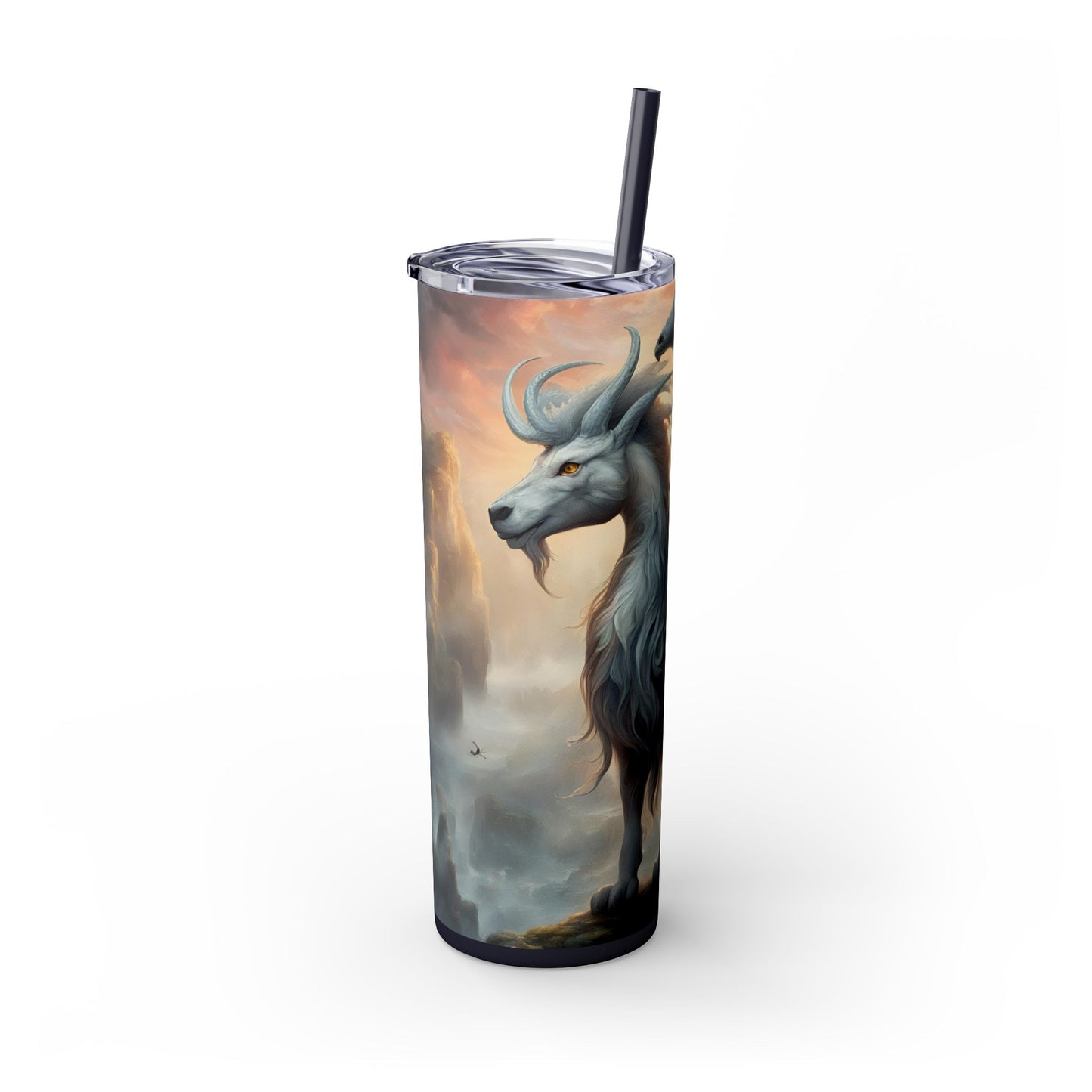 Majestic Myths Skinny Tumbler | Pegasus Horned Winged Horse Drinking Cup | Mystical Mountain Cloud Fantasy Road Trip Exercise Traveler