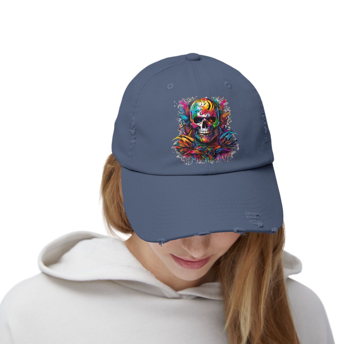 Abstract Art Unisex Cap | Masters of the Universe Inspired Hat | Rainbow Psychedelic Skull Spring Fishing Cap | Evil Scareglow Skeletor Gift