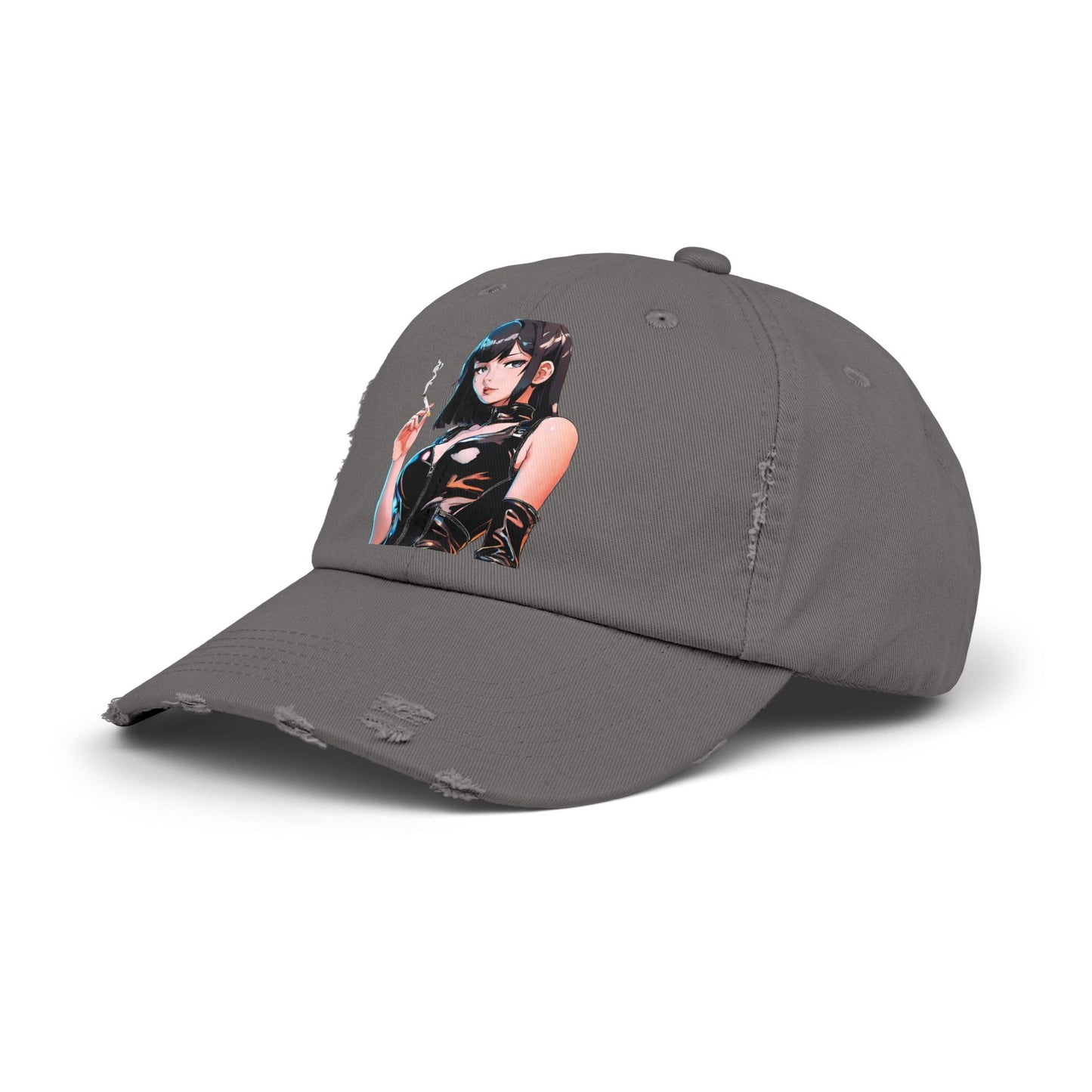 Cigarette Smoking Anime Girl Cap, Black Tight Leather Outfit Sexy Cute Hat, Japan Cartoon Secret Agent Style Spring, Summer, Fishing Wear