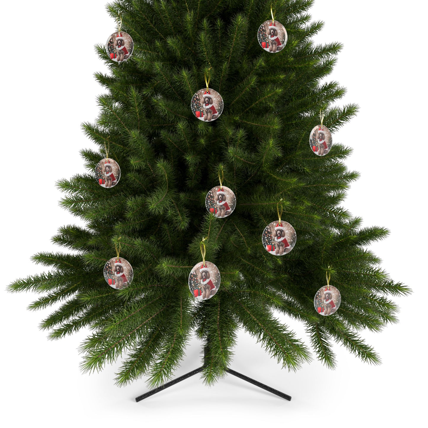 Poodle Christmas Ornament, Holiday Tree Decoration, Adorable Dog Ornament, Dog Lovers Gift, Round Glass Keepsake, Pet Xmas Collectible