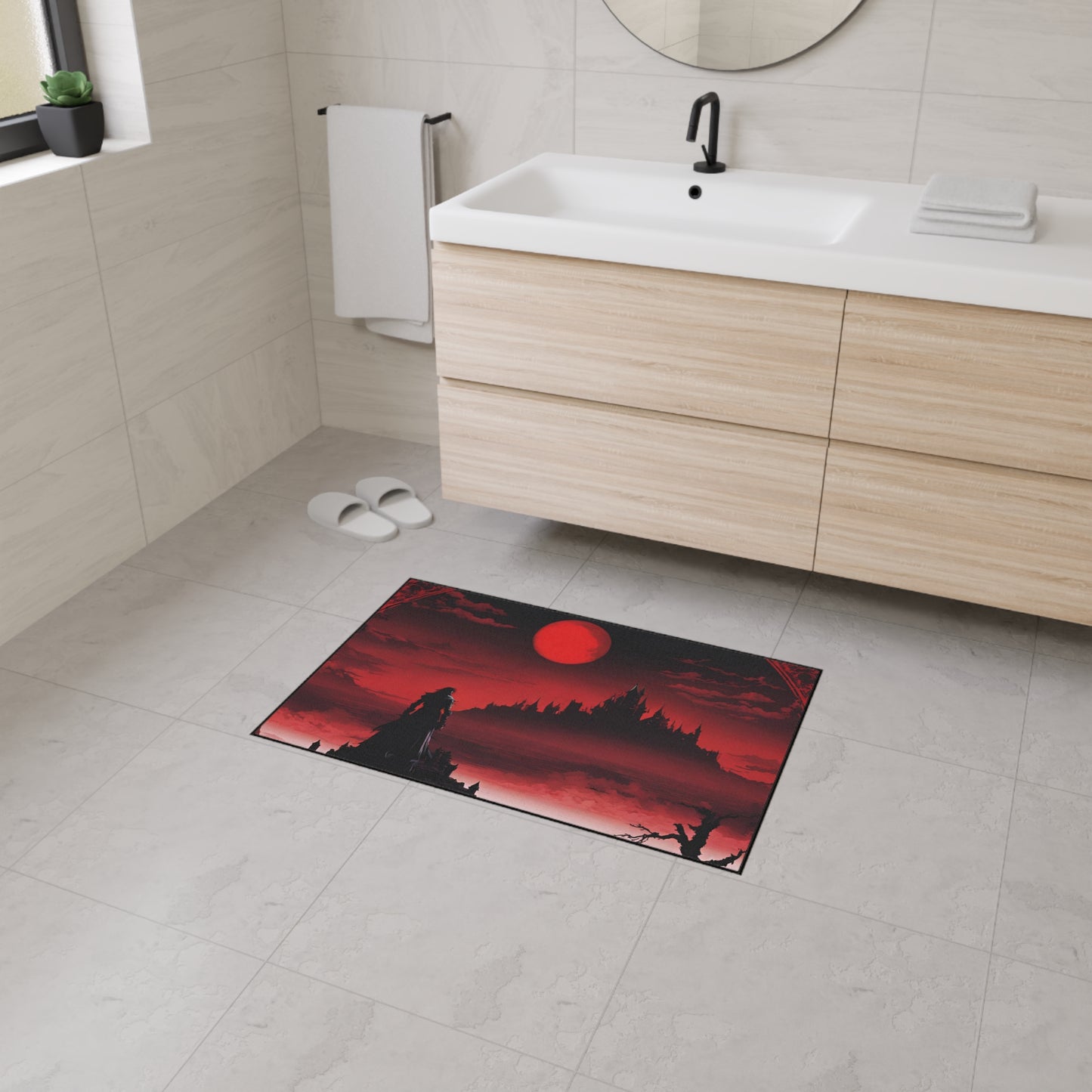 Castlevania Belmont Video Game Inspired Floor Mat | Death and Terror Await in the Dark of Night Bathroom Decor | Dracula Door Entry Gift