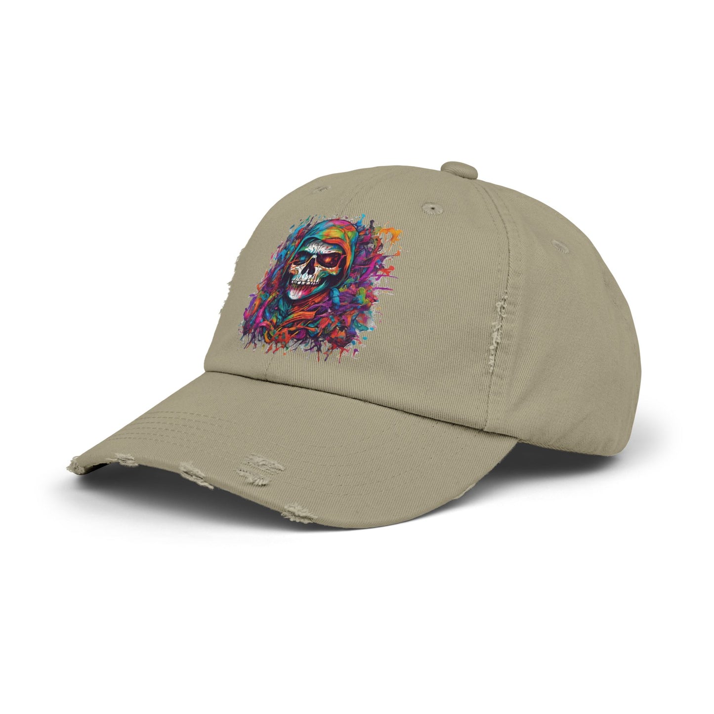 Abstract Art Unisex Cap | Masters of the Universe Inspired Hat | Rainbow Psychedelic Skull Spring Fishing Cap | Evil Scareglow Skeletor Gift
