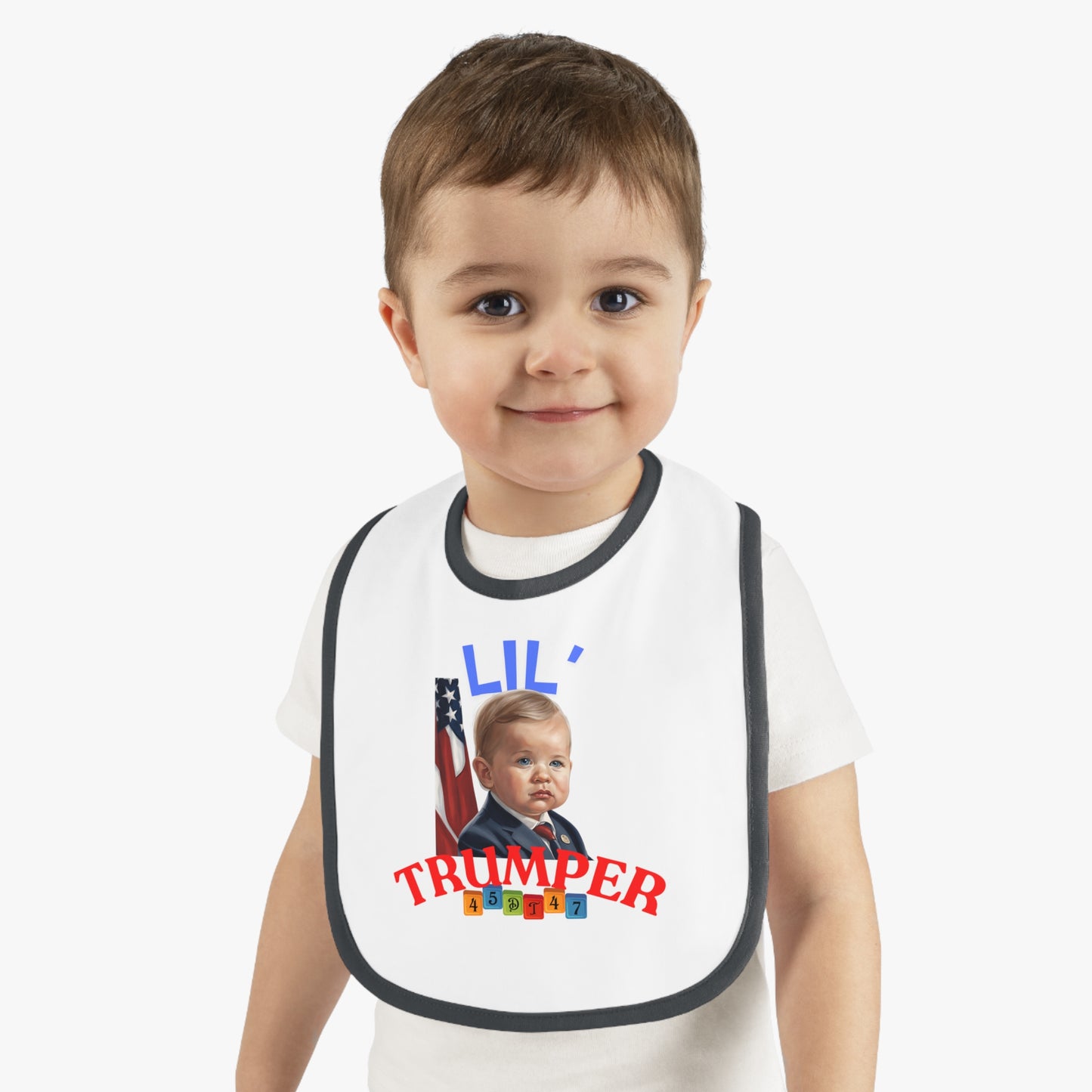 Baby Bib, Lil Trumper Trump Supporter Cotton Bib, Baby Gift, Gender Neutral Baby Shower, Newborn Gift, Infant Feeding, Baby Accessories