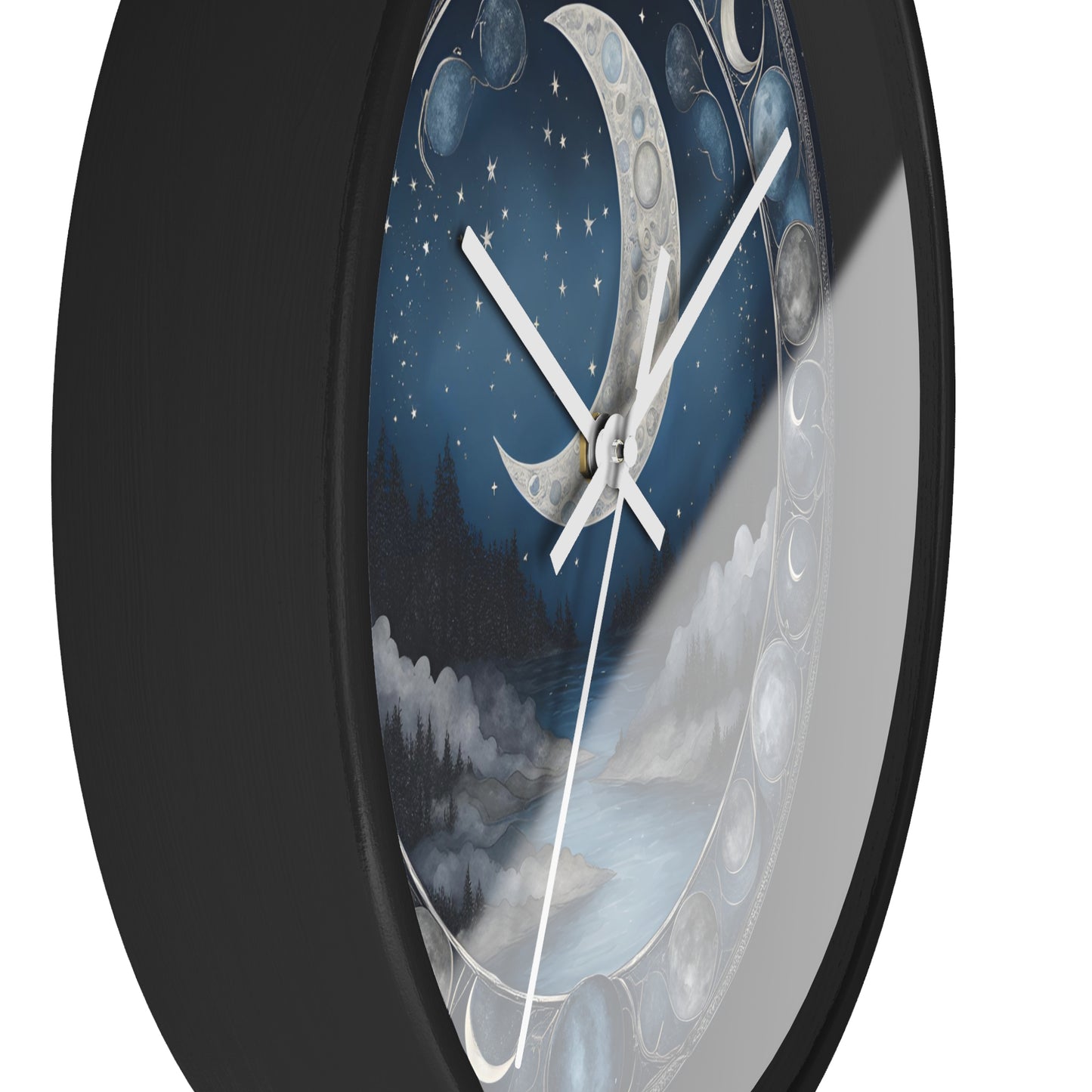 Moon Phases Wall Clock, Lunar Cycle Astronomy Home Decor, Solar System Wall Hanging, Celestial Office Art, Gift for Space Enthusiasts