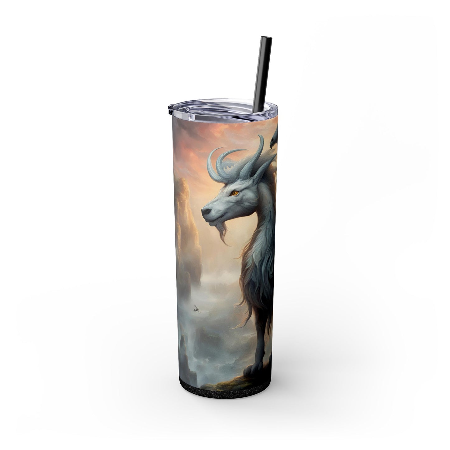 Majestic Myths Skinny Tumbler | Pegasus Horned Winged Horse Drinking Cup | Mystical Mountain Cloud Fantasy Road Trip Exercise Traveler