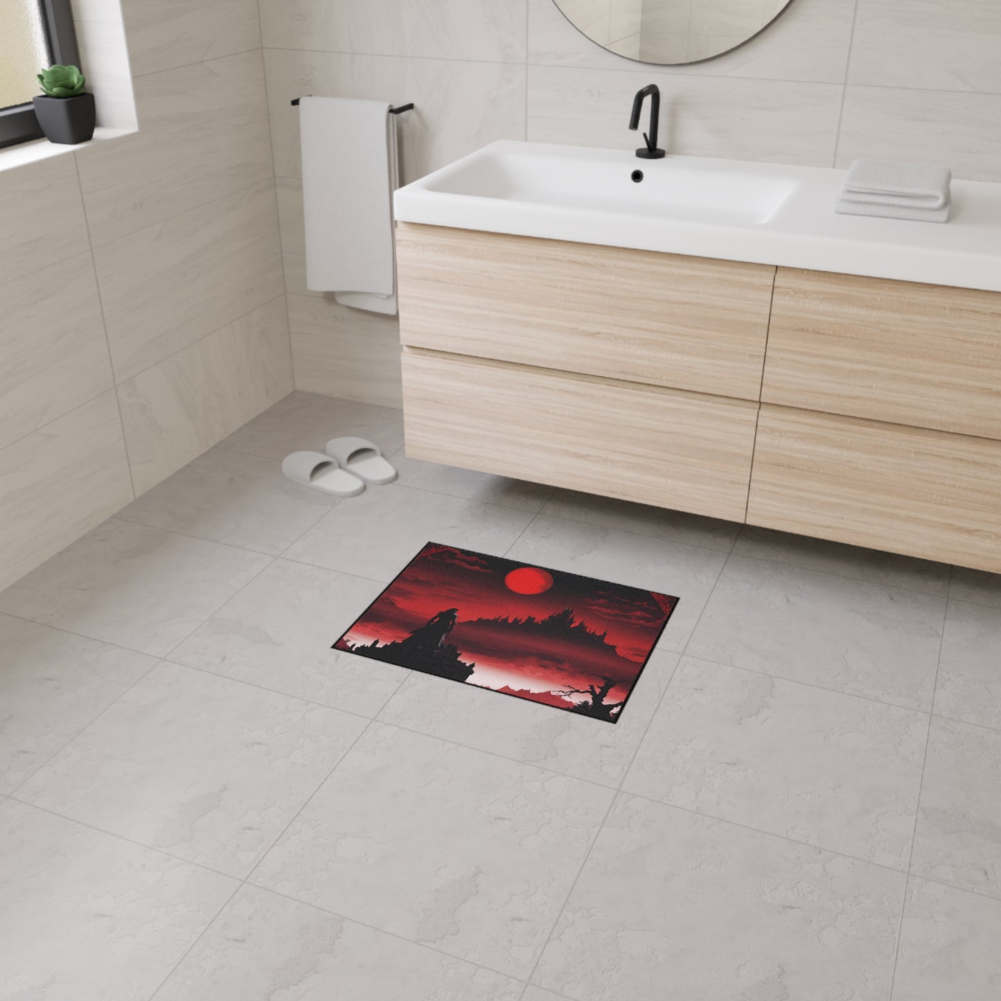 Castlevania Belmont Video Game Inspired Floor Mat | Death and Terror Await in the Dark of Night Bathroom Decor | Dracula Door Entry Gift