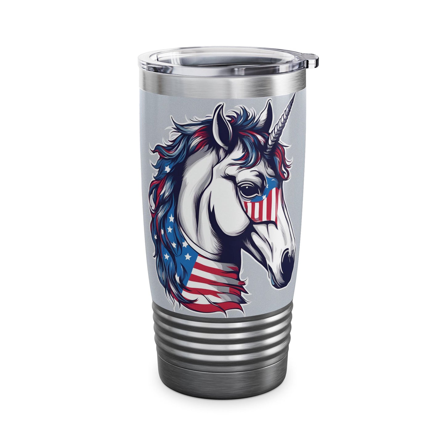 Patriotic Unicorn Tumbler | American Flag Election Traveler | United States Flag Patriot Veteran Gift | Freedom Loving Horse Road Drink Cup