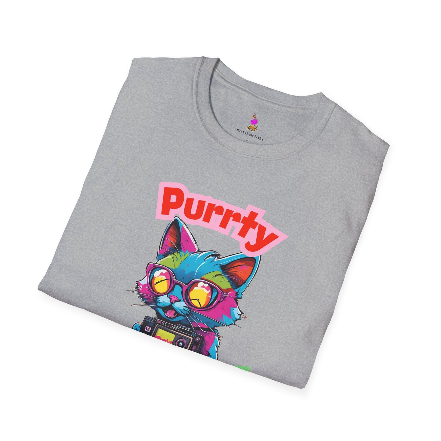 Retro Cat Tshirt, 80s Graphic Tee, Vintage Kitty Shirt, Funny Cat Lover Gift, Purrty 1985 Softstyle Unisex Top