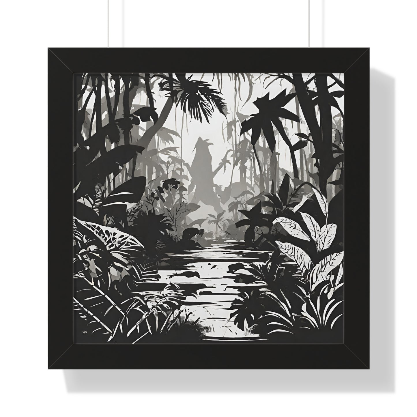 Wall Decor, Jungle Scene, Framed Wall Hanging, Black Shadow Print, Nature Scene Picture, Living Room Poster, Office Scenery