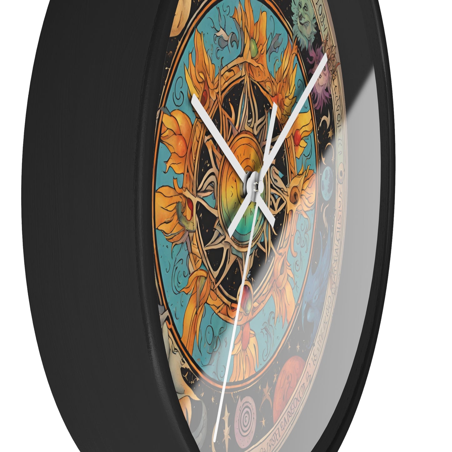 Sun Collage Wall Art Clock | Celestial Solstice Astronomy Wiccan Hanging | Comet Constellations Home Office Solar System Pagan Decor Gift
