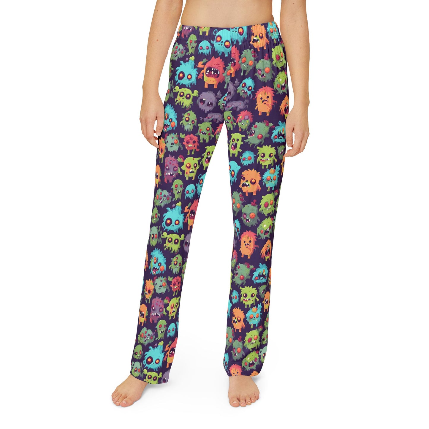 Kids Zombie Pajama Pants | Vintage 90's Style Retro Monster Gross Out Bed Time Wear | Cute Furry Fuzzy Beast Monsters Child Night Bottoms