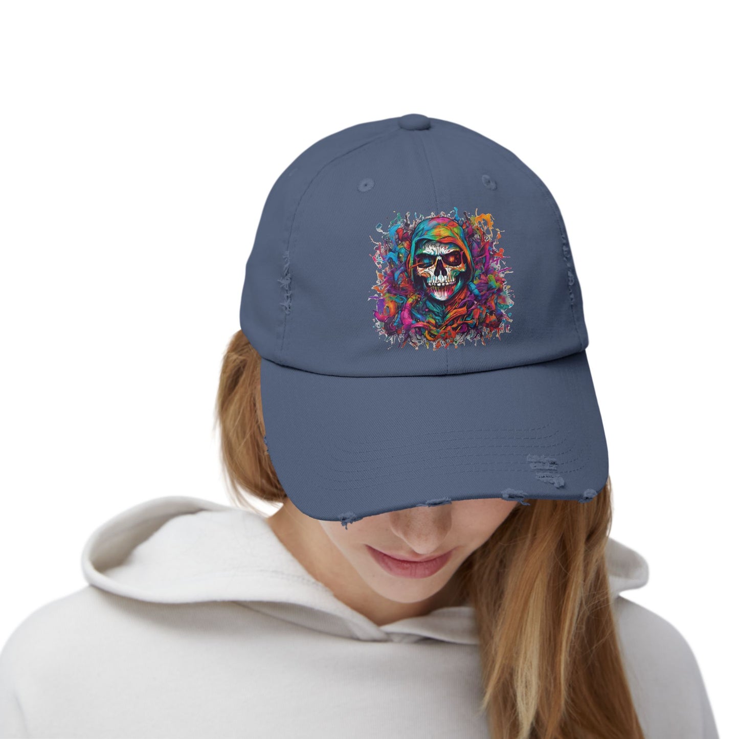 Abstract Art Unisex Cap | Masters of the Universe Inspired Hat | Rainbow Psychedelic Skull Spring Fishing Cap | Evil Scareglow Skeletor Gift