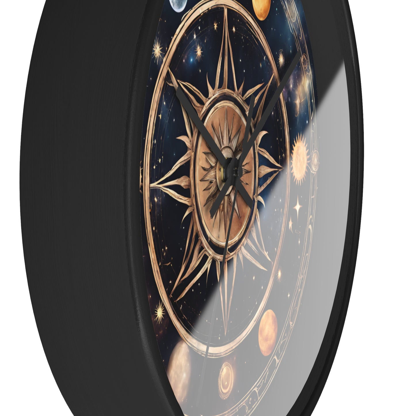 Moon Phases Solstice Star Wall Art Clock | Lunar Cycle Galaxy Astronomy Wall Hanging | Mystical Night Solar System Office Wall Decor Gift