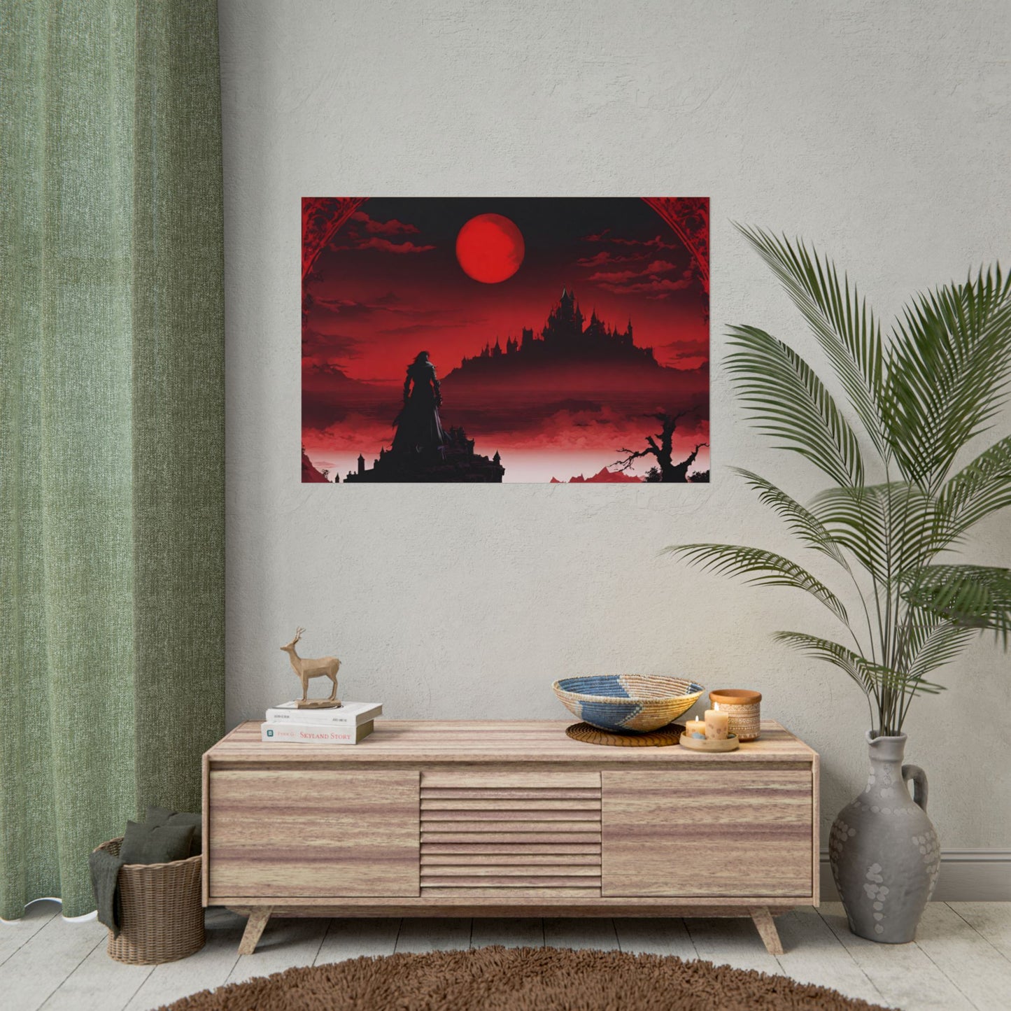 Castlevania Belmont Video Game Room Wall Decor | What A Horrible Night to Traverse the Darkness Art | Dracula Castle Vampire Wall Hanging