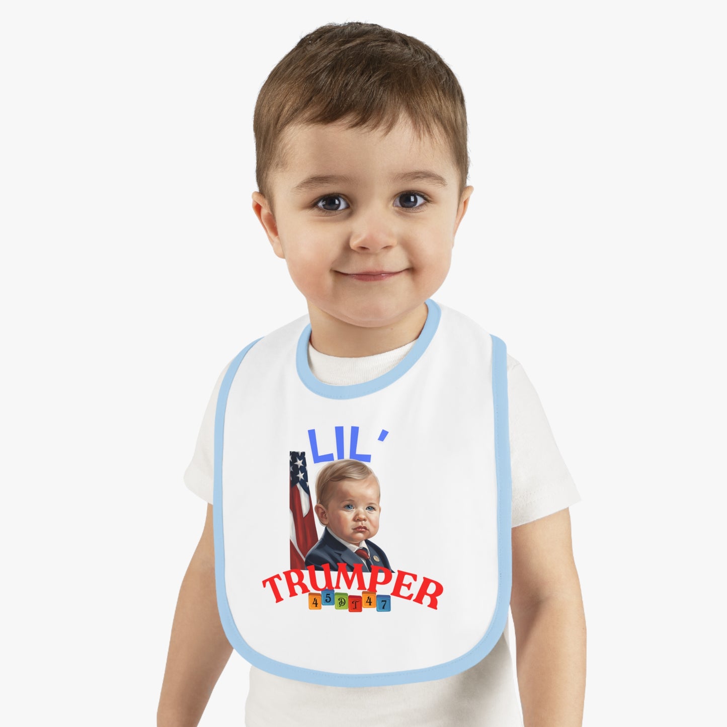 Baby Bib, Lil Trumper Trump Supporter Cotton Bib, Baby Gift, Gender Neutral Baby Shower, Newborn Gift, Infant Feeding, Baby Accessories