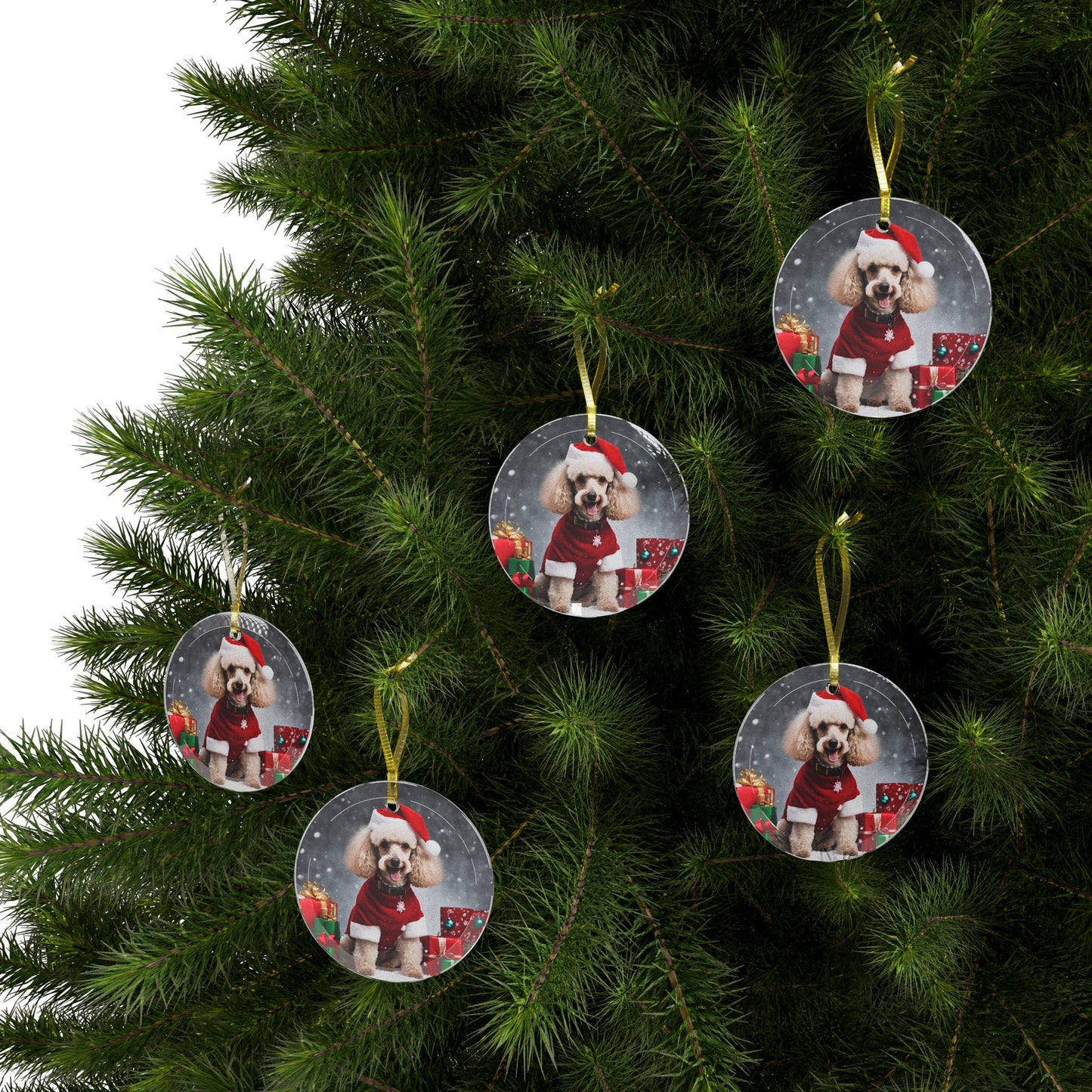 Poodle Christmas Ornament, Holiday Tree Decoration, Adorable Dog Ornament, Dog Lovers Gift, Round Glass Keepsake, Pet Xmas Collectible