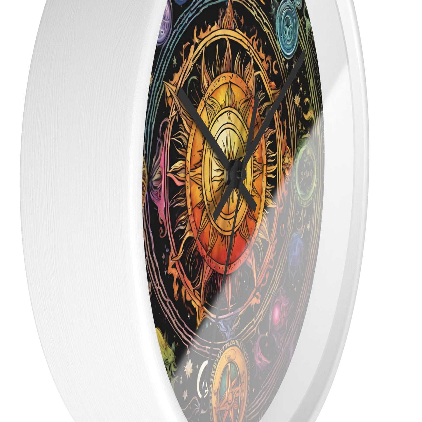 Sun Collage Wall Art Clock | Celestial Solstice Astronomy Wiccan Hanging | Comet Constellations Home Office Solar System Pagan Decor Gift