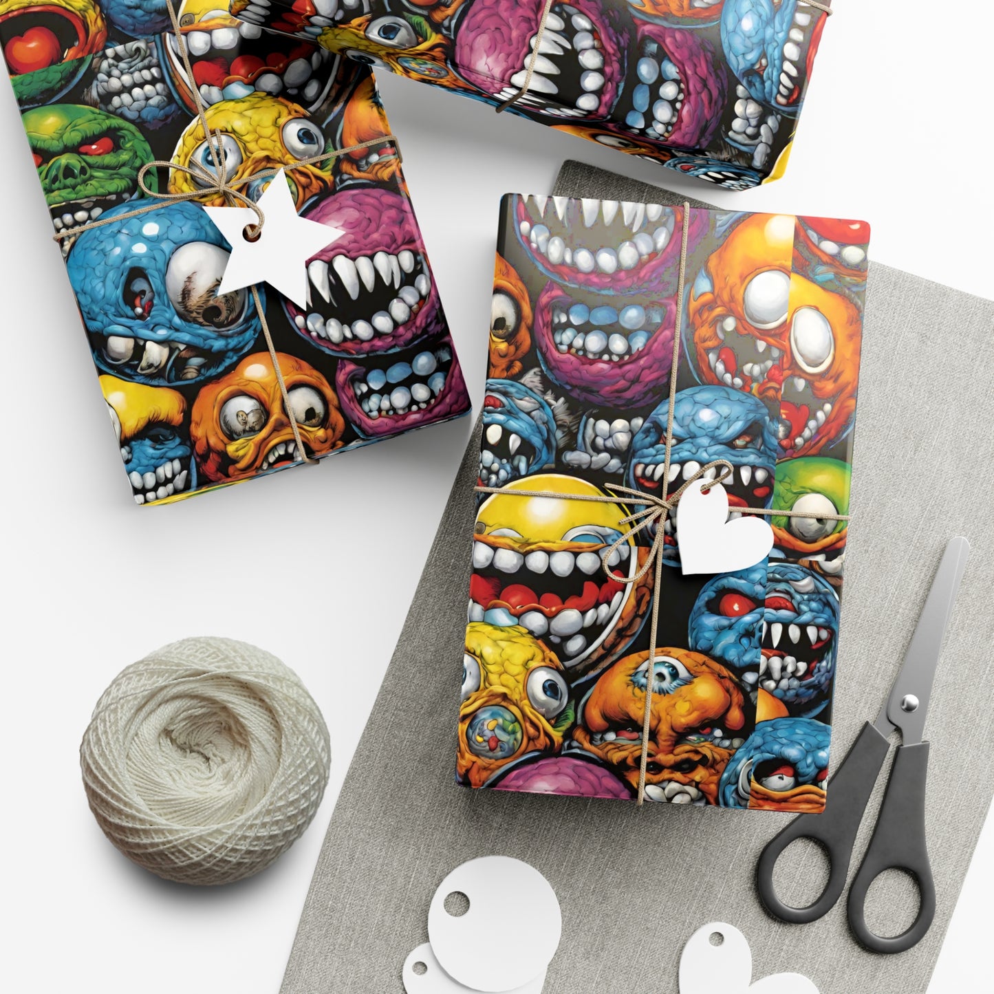 Retro Birthday Wrap | Vintage 80s Toys Madballs Inspired Gift Paper | Saturday Morning Cartoon 1980s Lover Party Wrapping | Special Occasion