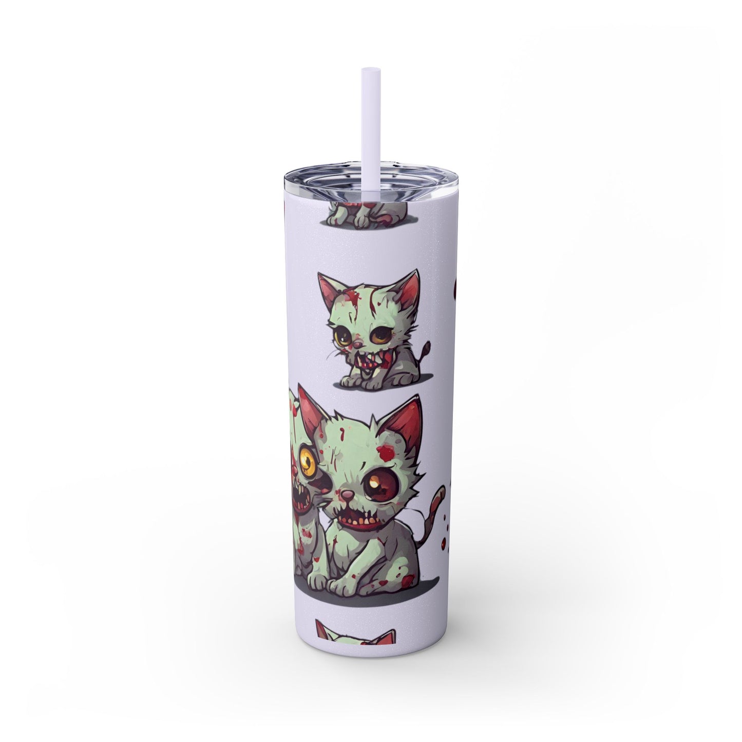 Zombie Kitties Skinny Tumbler | Mutated Kitten Zombies Insulated Cup | Furry Mutant Cats Office College School Hiking Road Drink Traveler
