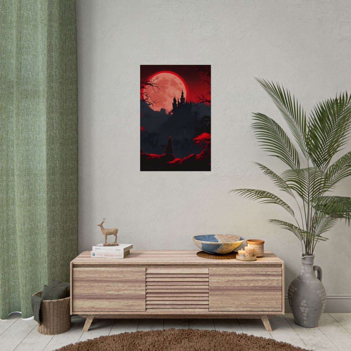 Castlevania Belmont Video Game Room Inspired Wall Decor | Cursed Ring of Lunar Blood Poster | Dracula Castle Vampire Night Wall Hanging