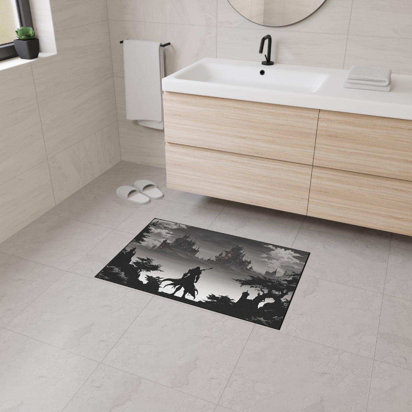 Castlevania Belmont Video Game Inspired Floor Mat | Death and Terror Await in the Dark of Night Bathroom Decor | Dracula Door Entry Gift