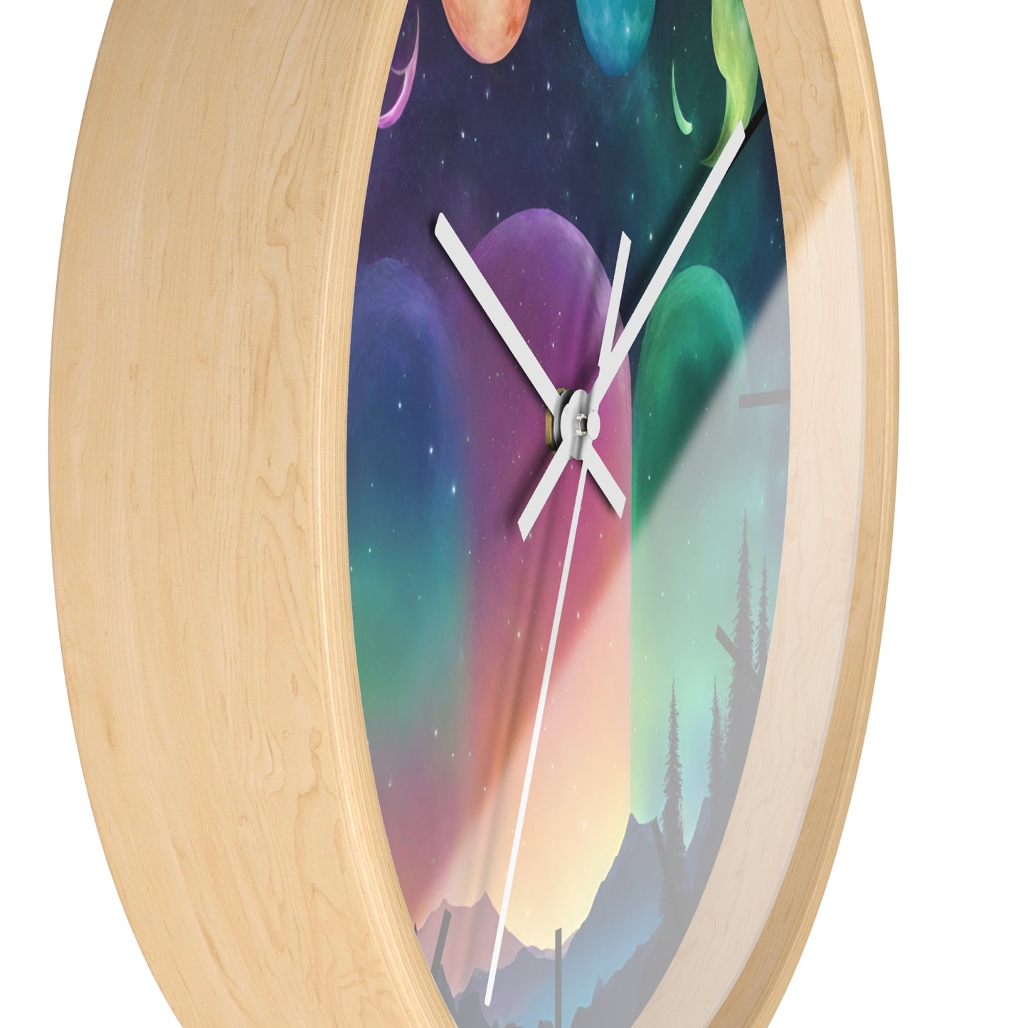 Moonlight Hills Wall Clock | Night Forest Astronomy Starlight Moons Constellations Office Decor Gift, Solar System Home Hanging Unique Art
