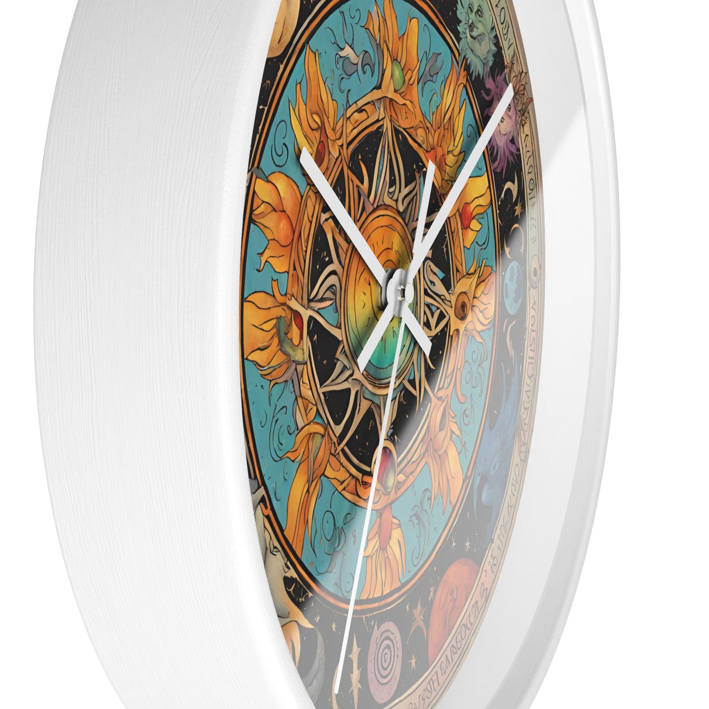 Sun Collage Wall Art Clock | Celestial Solstice Astronomy Wiccan Hanging | Comet Constellations Home Office Solar System Pagan Decor Gift