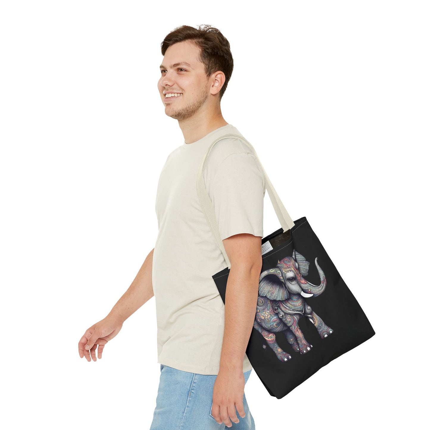 Personalized Elephant Gift Tote | Majestic Custom Grocery Bag | Animal Lovers Office Travel Carrier | Wild Kingdom Business Traveler