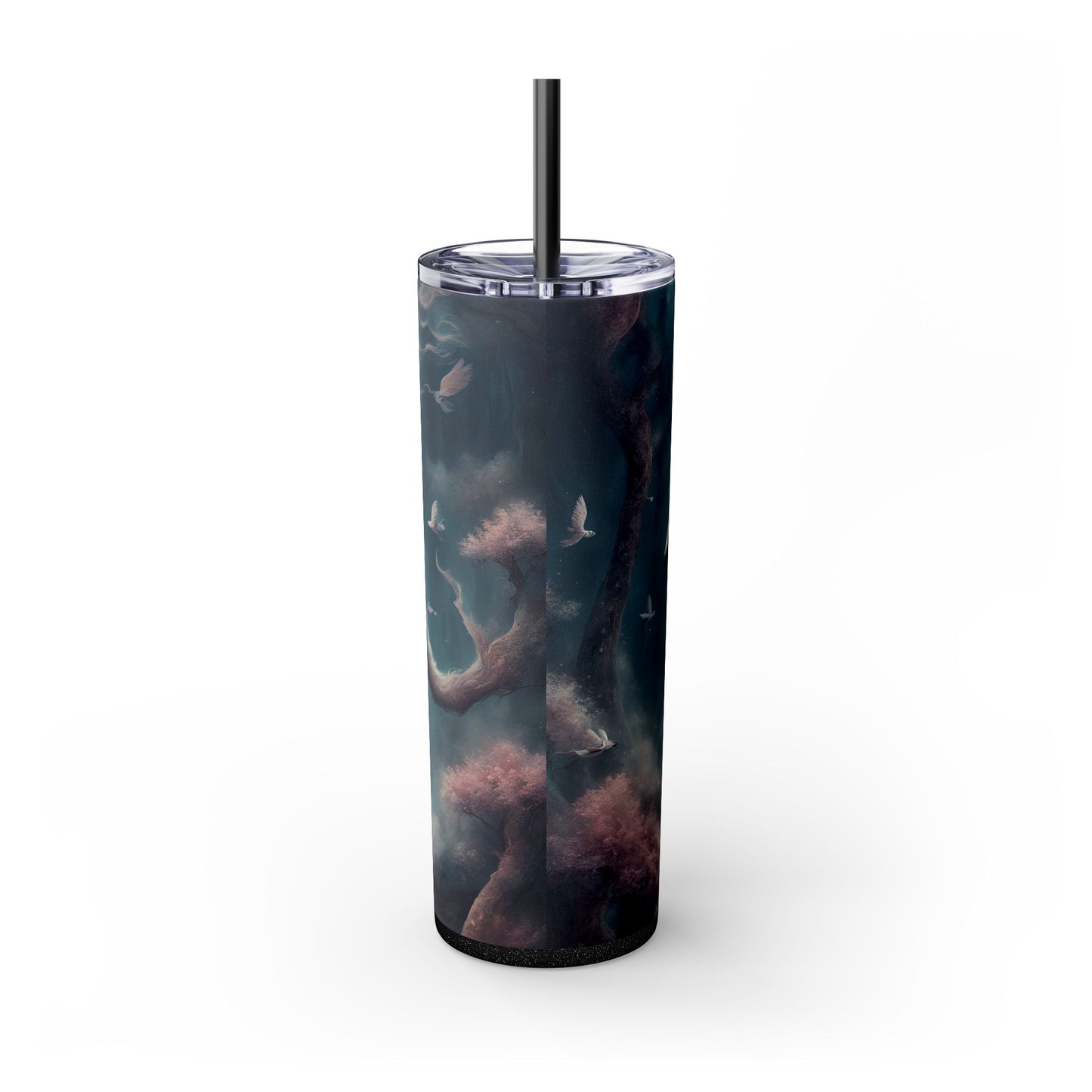 Majestic Myths Skinny Tumbler | Floral Flower Forest Horned Horse Insulated Cup | Mystical Maned Goat Fantasy Drink Travel Exercise Gift