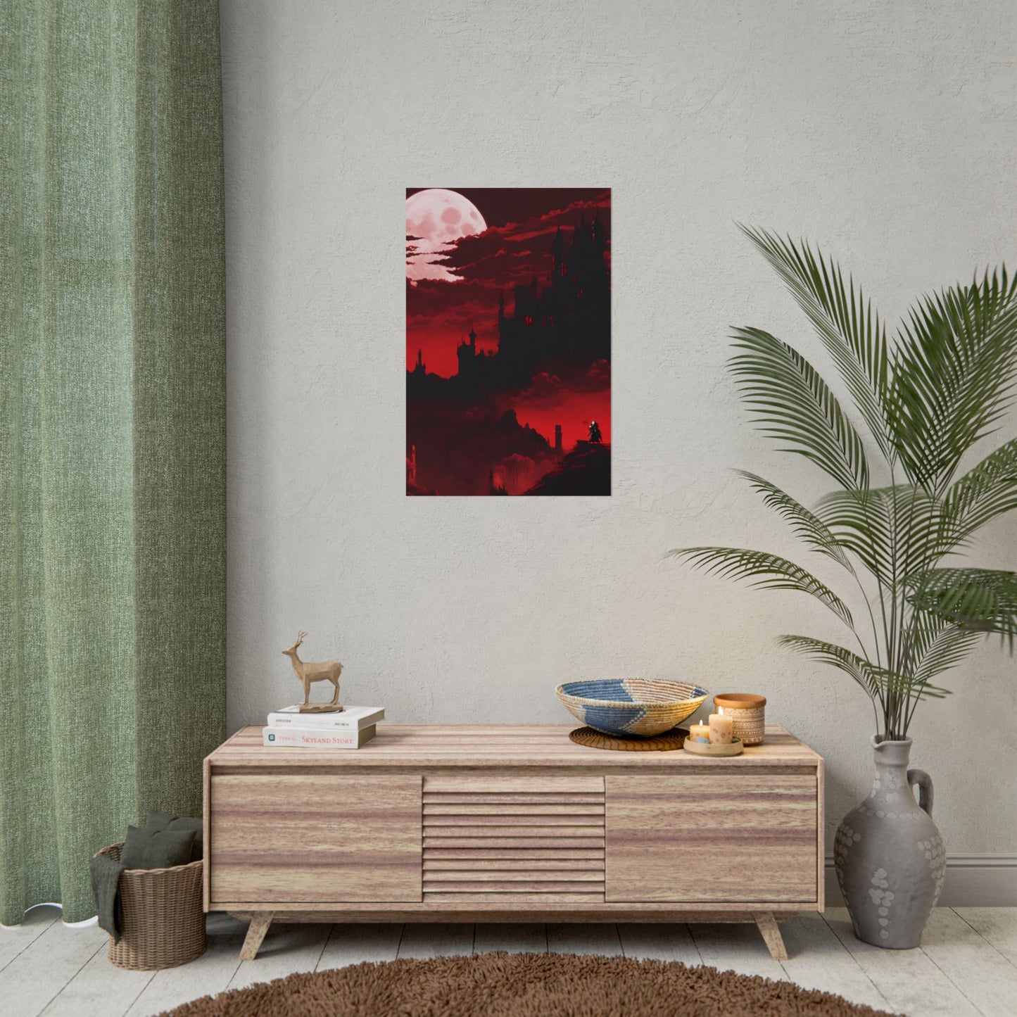Castlevania Simon Belmont Video Game Room Inspired Wall Decor | The Cursed Night Begins Poster | Dracula Castle Vampire Night Wall Hanging
