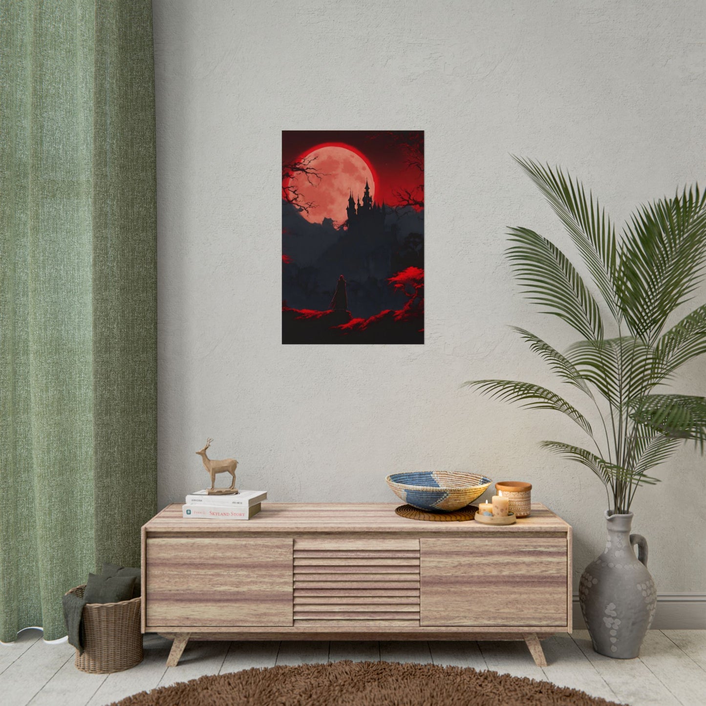 Castlevania Belmont Video Game Room Inspired Wall Decor | Cursed Ring of Lunar Blood Poster | Dracula Castle Vampire Night Wall Hanging