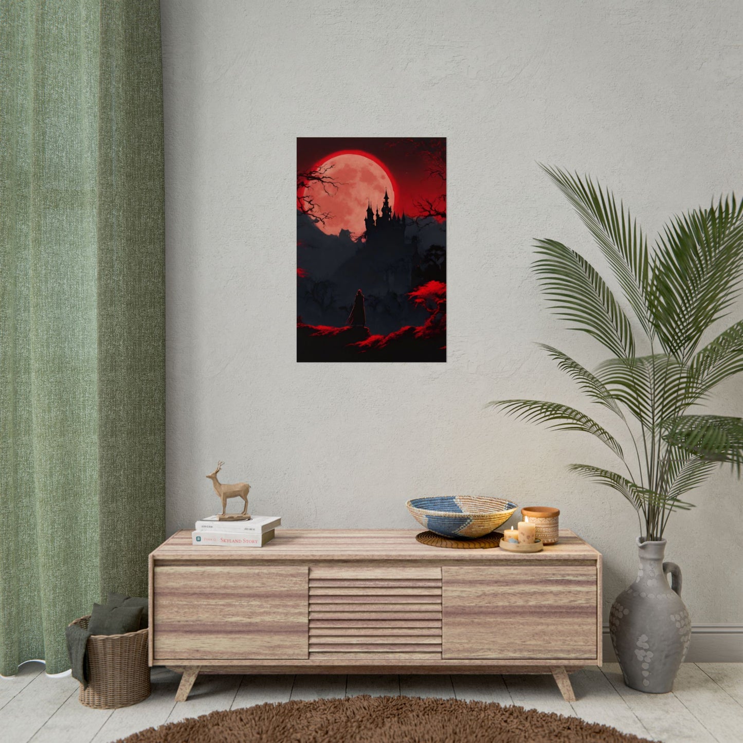Castlevania Belmont Video Game Room Inspired Wall Decor | Cursed Ring of Lunar Blood Poster | Dracula Castle Vampire Night Wall Hanging
